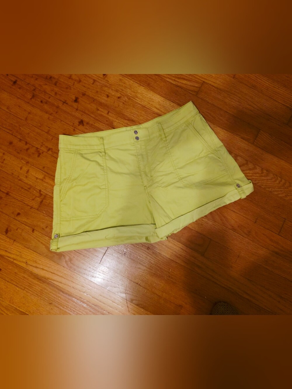 White House Black Market Lime Green Cuffed Bermuda Shorts